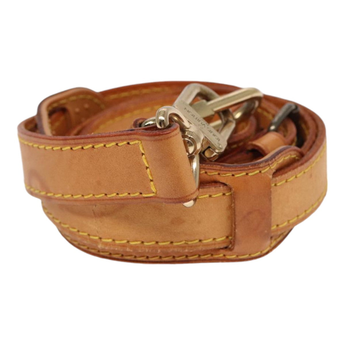 LOUIS VUITTON Adjustable Shoulder Strap Leather 37""""""""-43.7"""""""" Beige LV Auth 89016