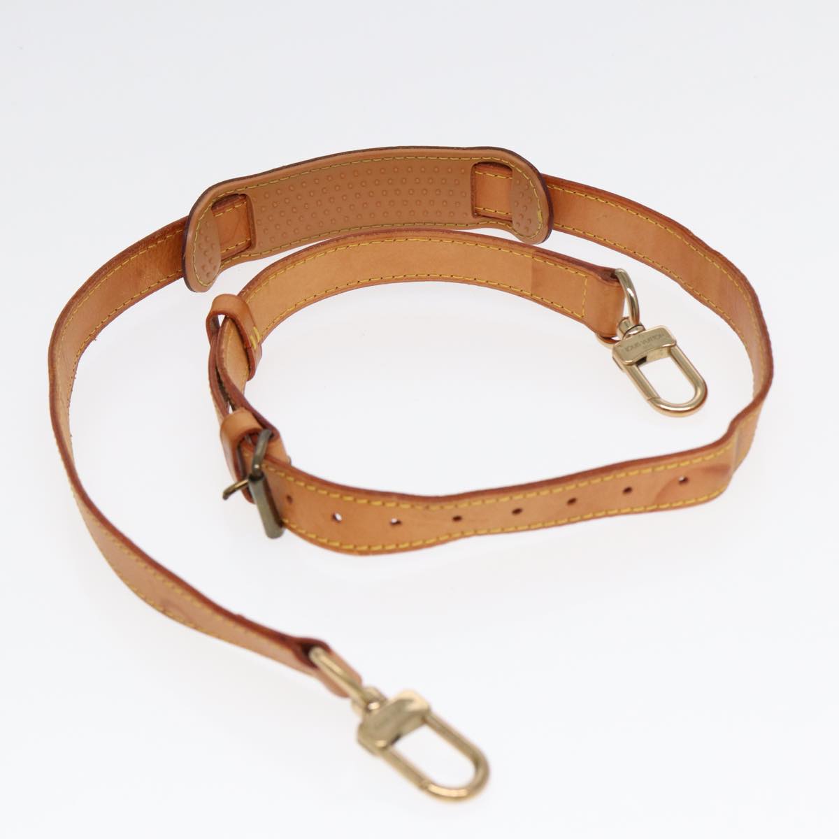 LOUIS VUITTON Adjustable Shoulder Strap Leather 37""""""""-43.7"""""""" Beige LV Auth 89016