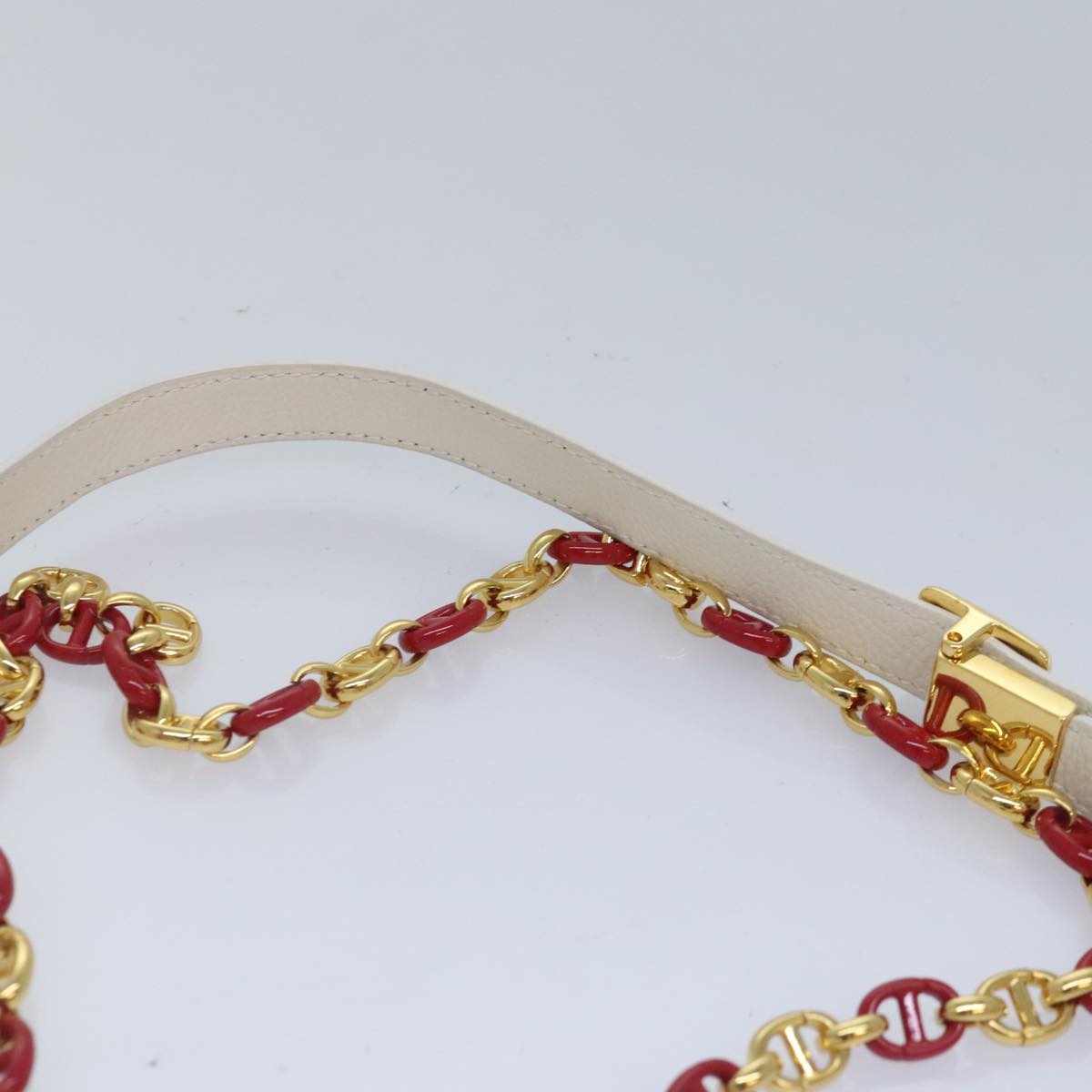 Christian Dior Dior Calo Micro Shoulder Bag Calfskin White Gold Auth 89081SV