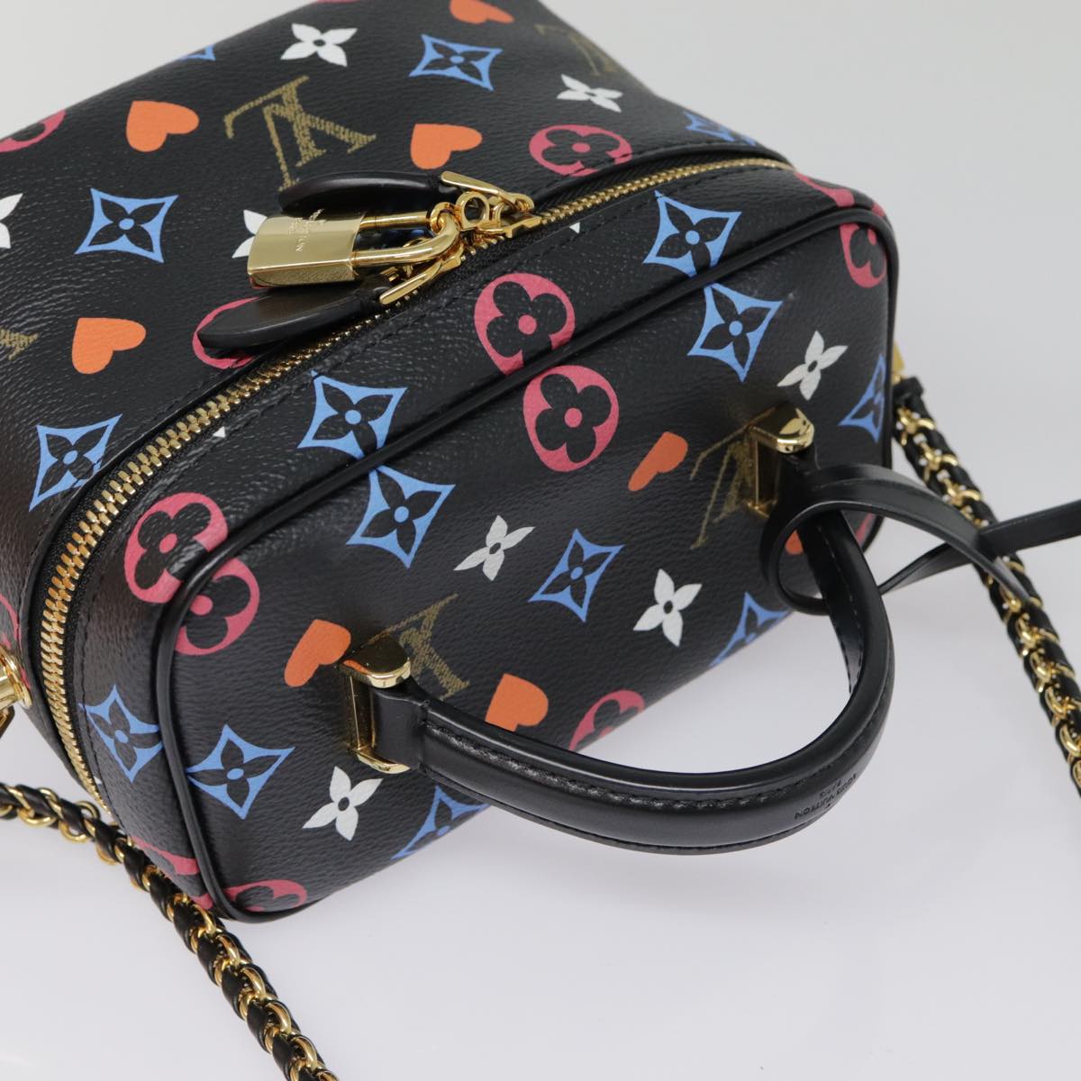 LOUIS VUITTON Monogram Game On Vanity PM Hand Bag Black M57482 LV Auth 89082SM