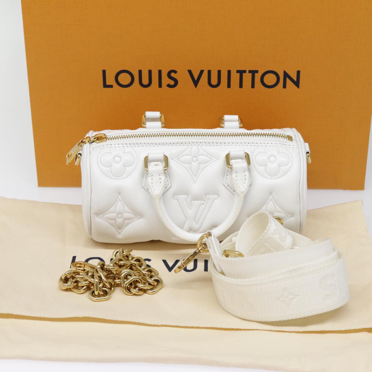 LOUIS VUITTON Bubble Glam Papillon BB Hand Bag Snow M59827 LV Auth 89083SA