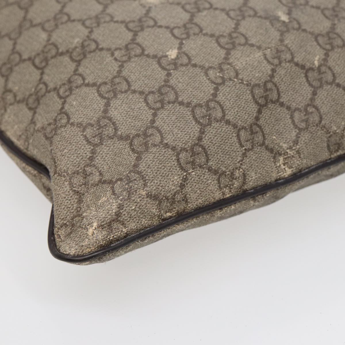 GUCCI GG Supreme Shoulder Bag PVC Leather Beige Silver 141626 Auth 89139