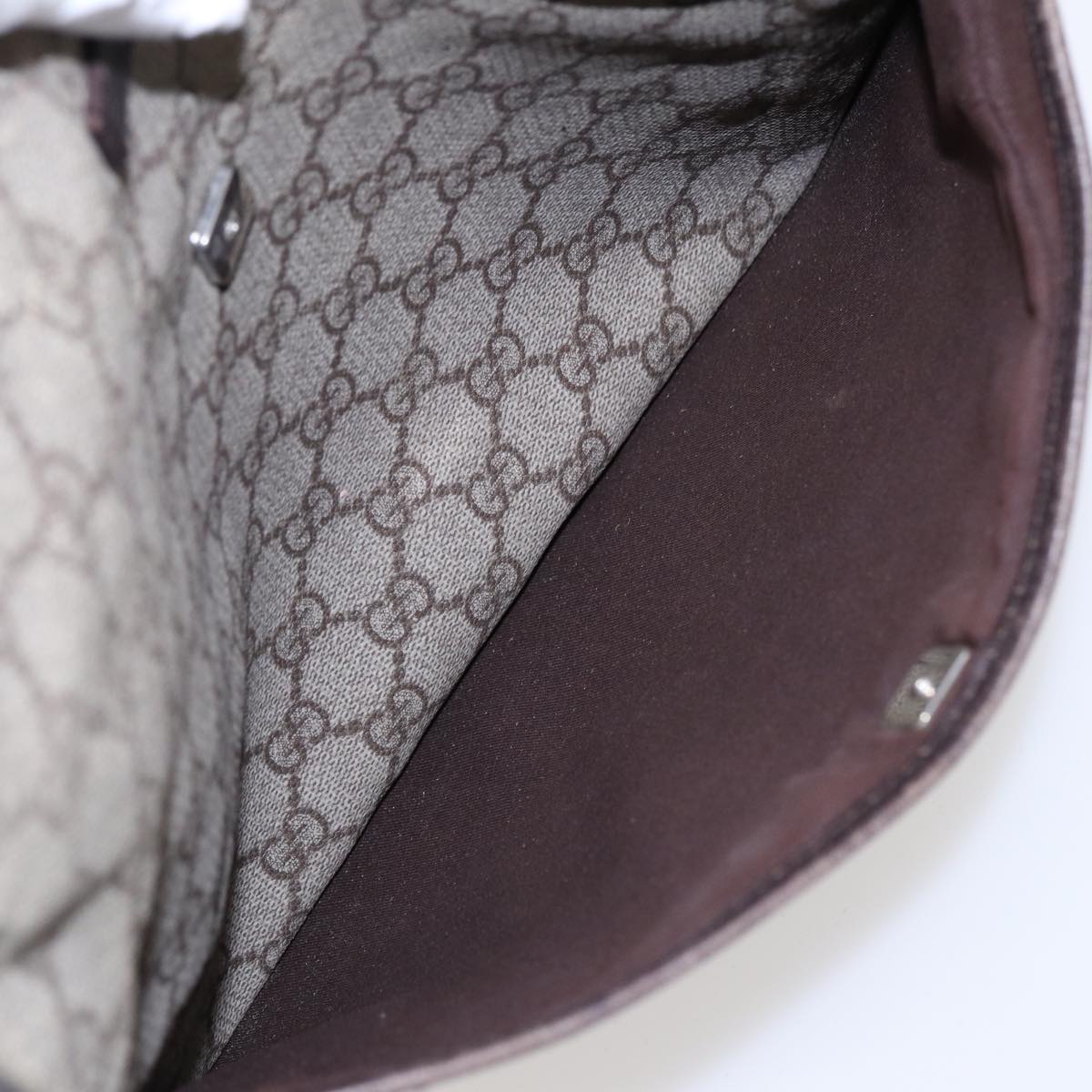 GUCCI GG Supreme Shoulder Bag PVC Leather Beige Silver 141626 Auth 89139