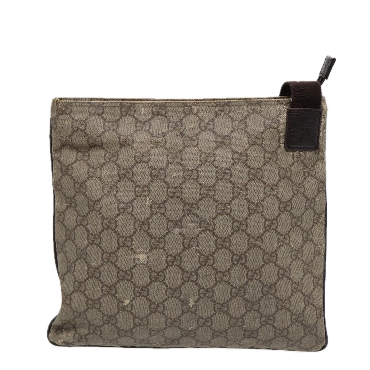 GUCCI GG Supreme Shoulder Bag PVC Leather Beige Silver 141626 Auth 89139