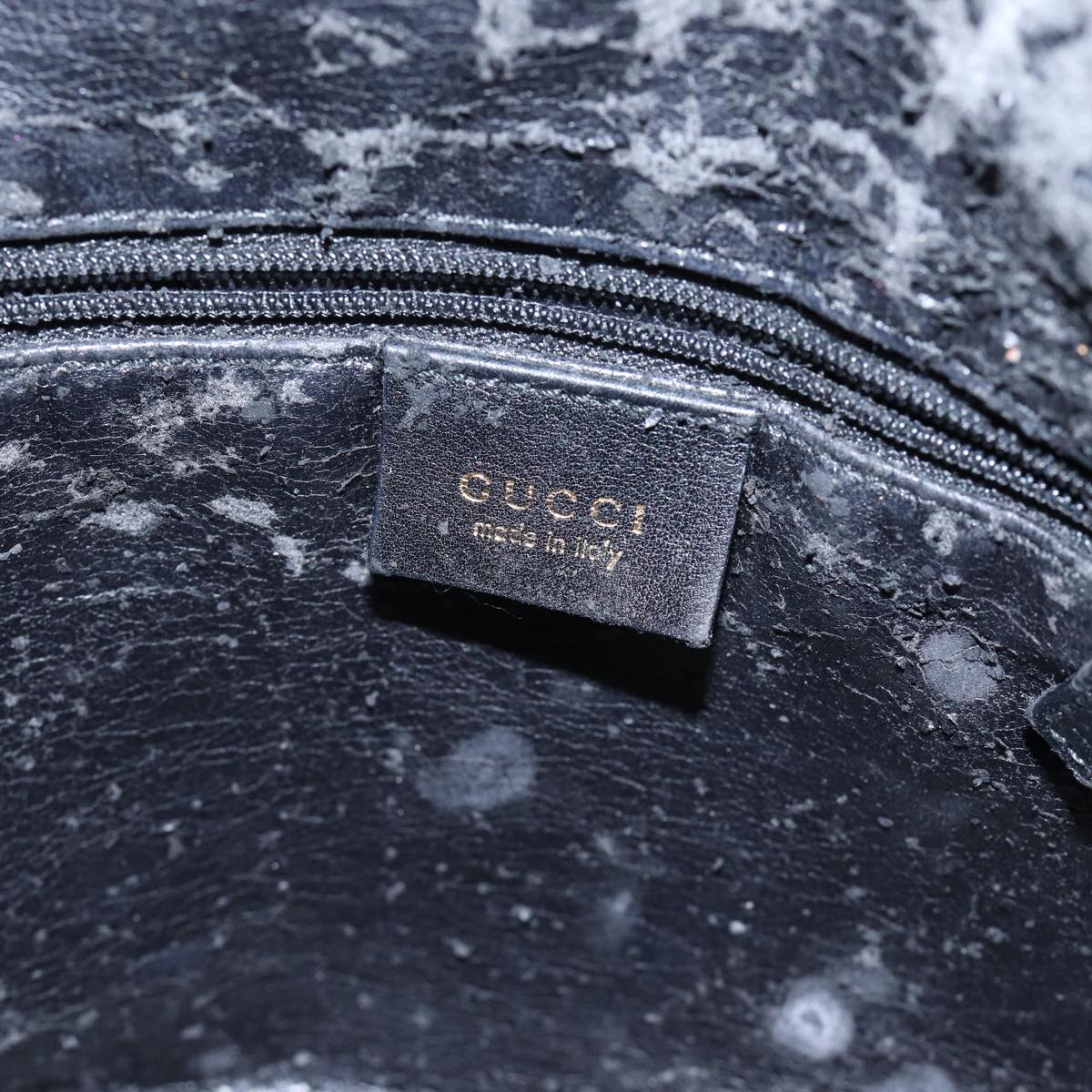 GUCCI Bamboo Shoulder Bag Leather 2way Black Gold 001 1638 2058 Auth 89140