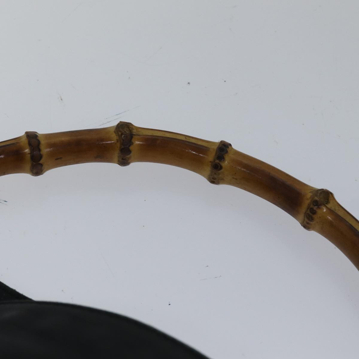 GUCCI Bamboo Shoulder Bag Leather 2way Black Gold 001 1638 2058 Auth 89140