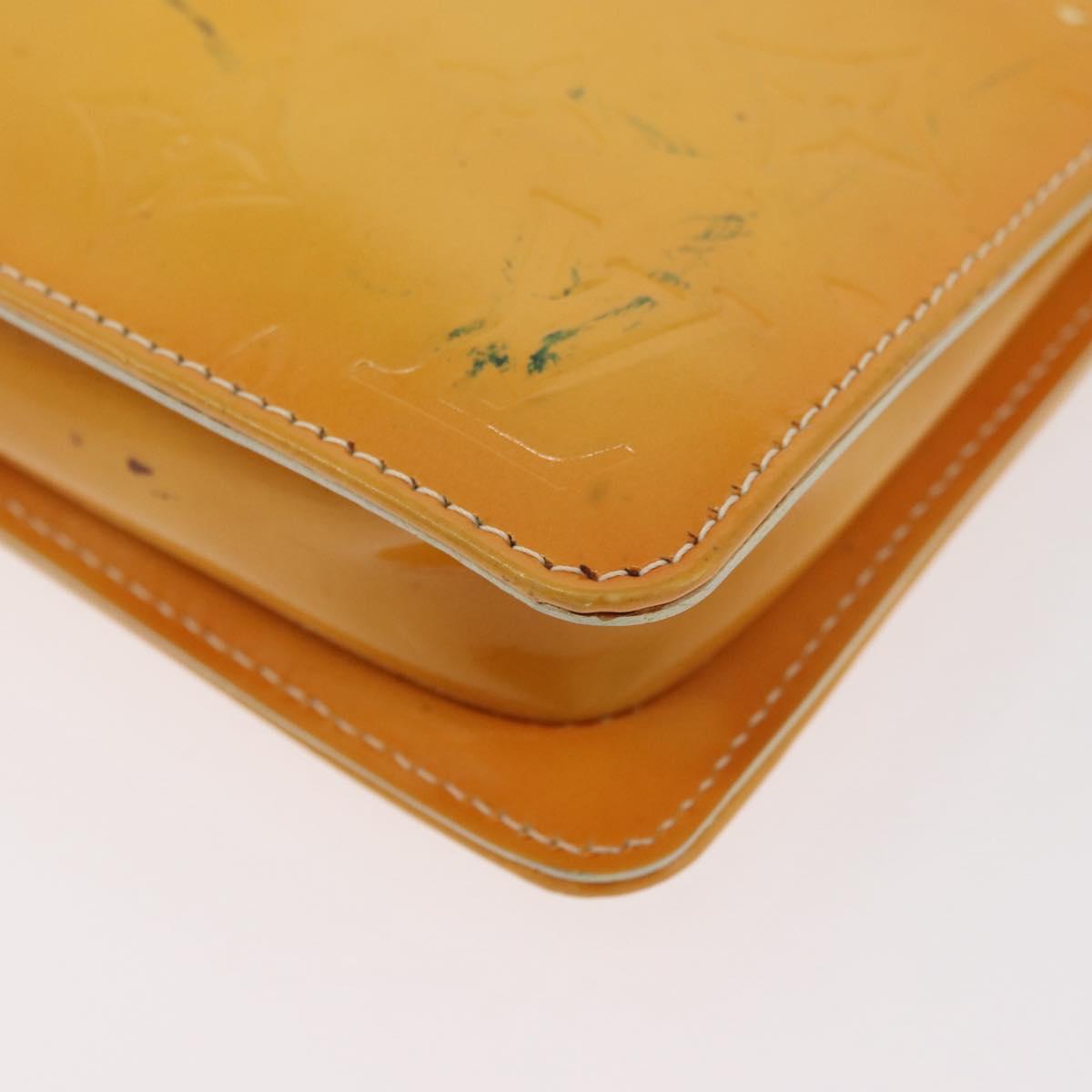 LOUIS VUITTON Vernis Lexington Accessory Pouch Lime Yellow M91058 LV Auth 89184