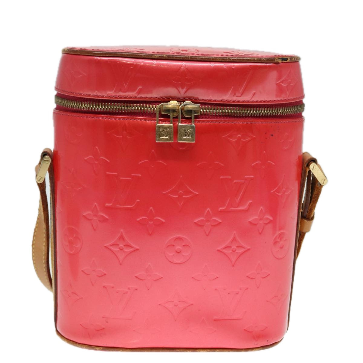 LOUIS VUITTON Monogram Vernis Sullivan Vertical Bag Pink M91259 LV Auth 89190