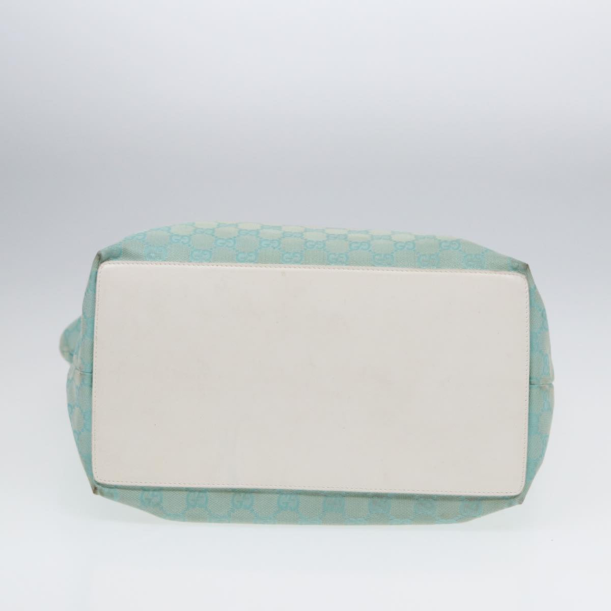 GUCCI GG Canvas Tote Bag Light Blue White Gold 002 1097 Auth 89242
