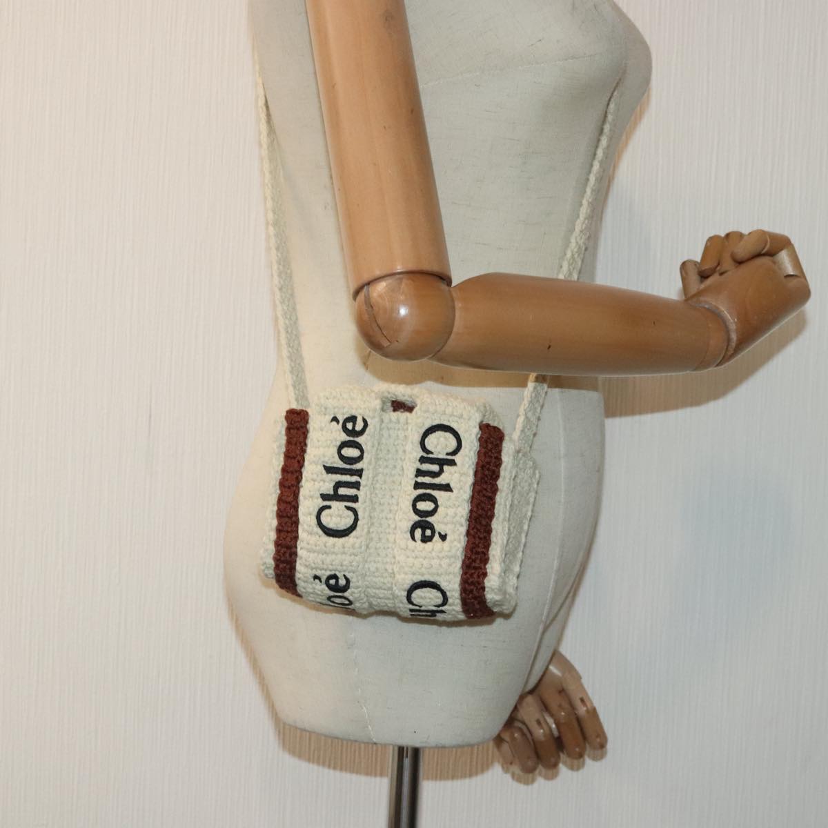 Chloe Hand Bag cotton 2way Beige Auth 89304M