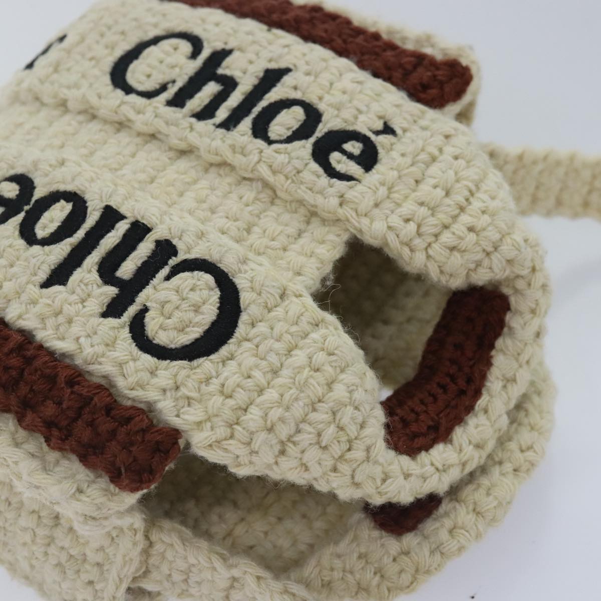 Chloe Hand Bag cotton 2way Beige Auth 89304M