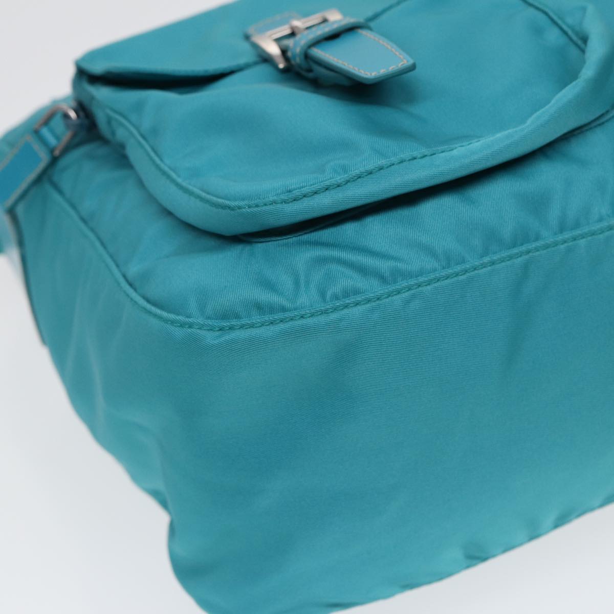 PRADA Shoulder Bag Nylon Turquoise Blue Auth 89320V