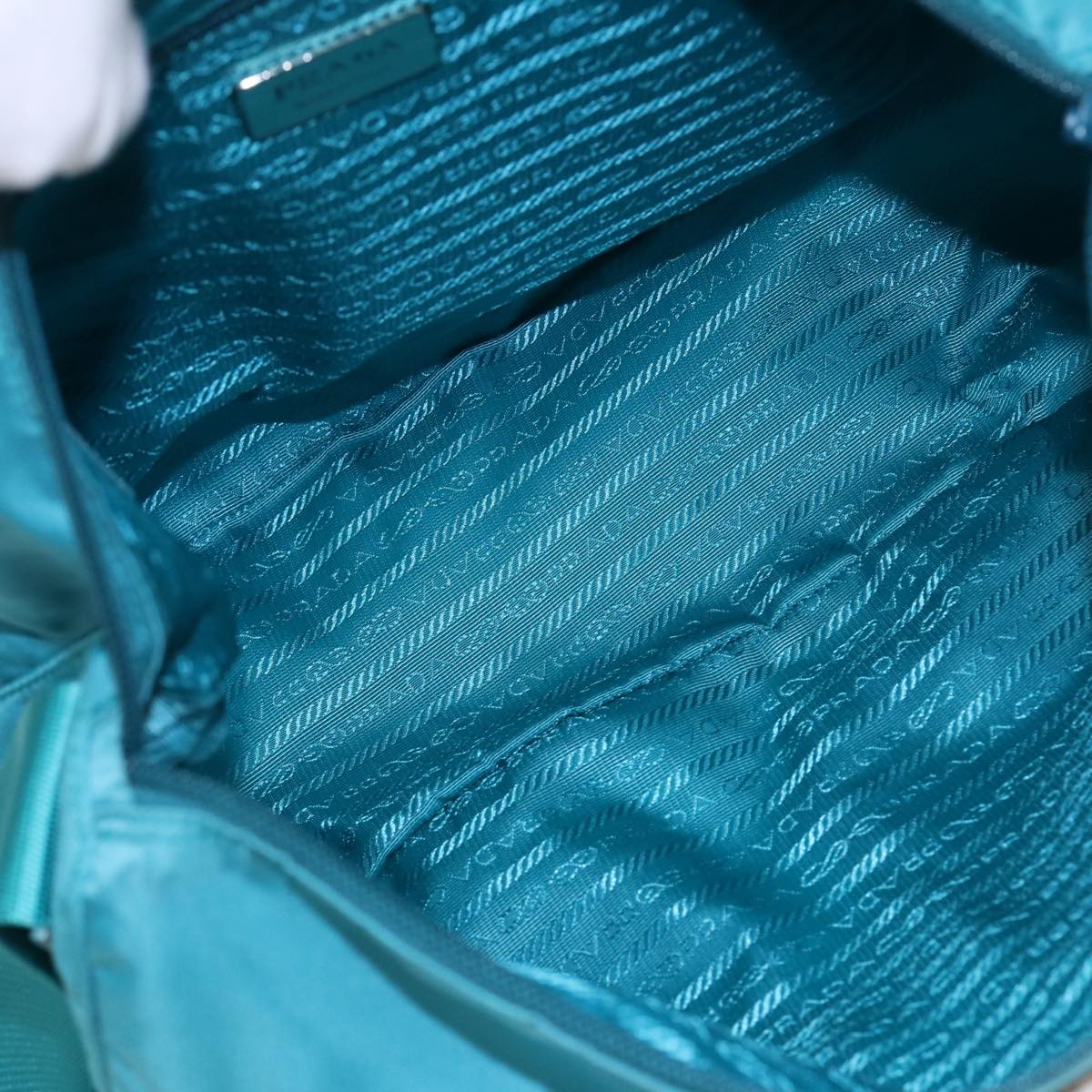 PRADA Shoulder Bag Nylon Turquoise Blue Auth 89320V