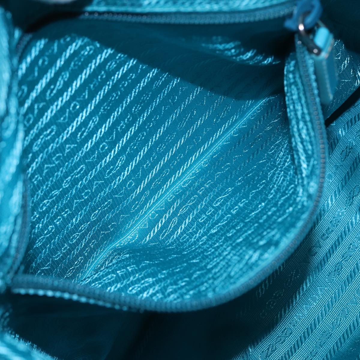 PRADA Shoulder Bag Nylon Turquoise Blue Auth 89320V