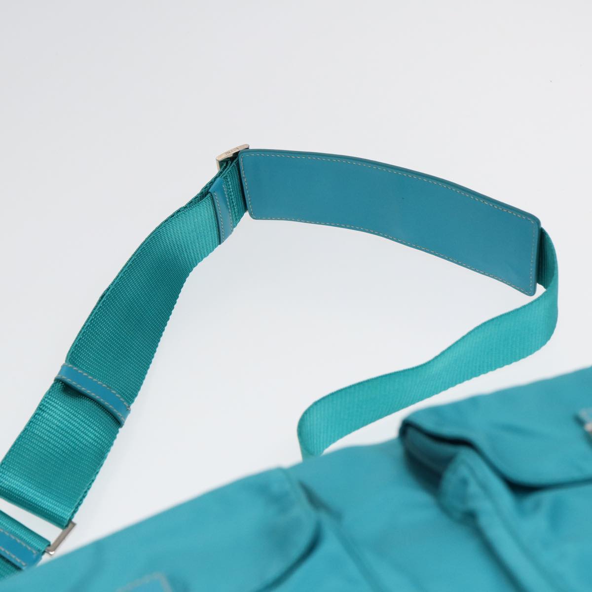 PRADA Shoulder Bag Nylon Turquoise Blue Auth 89320V