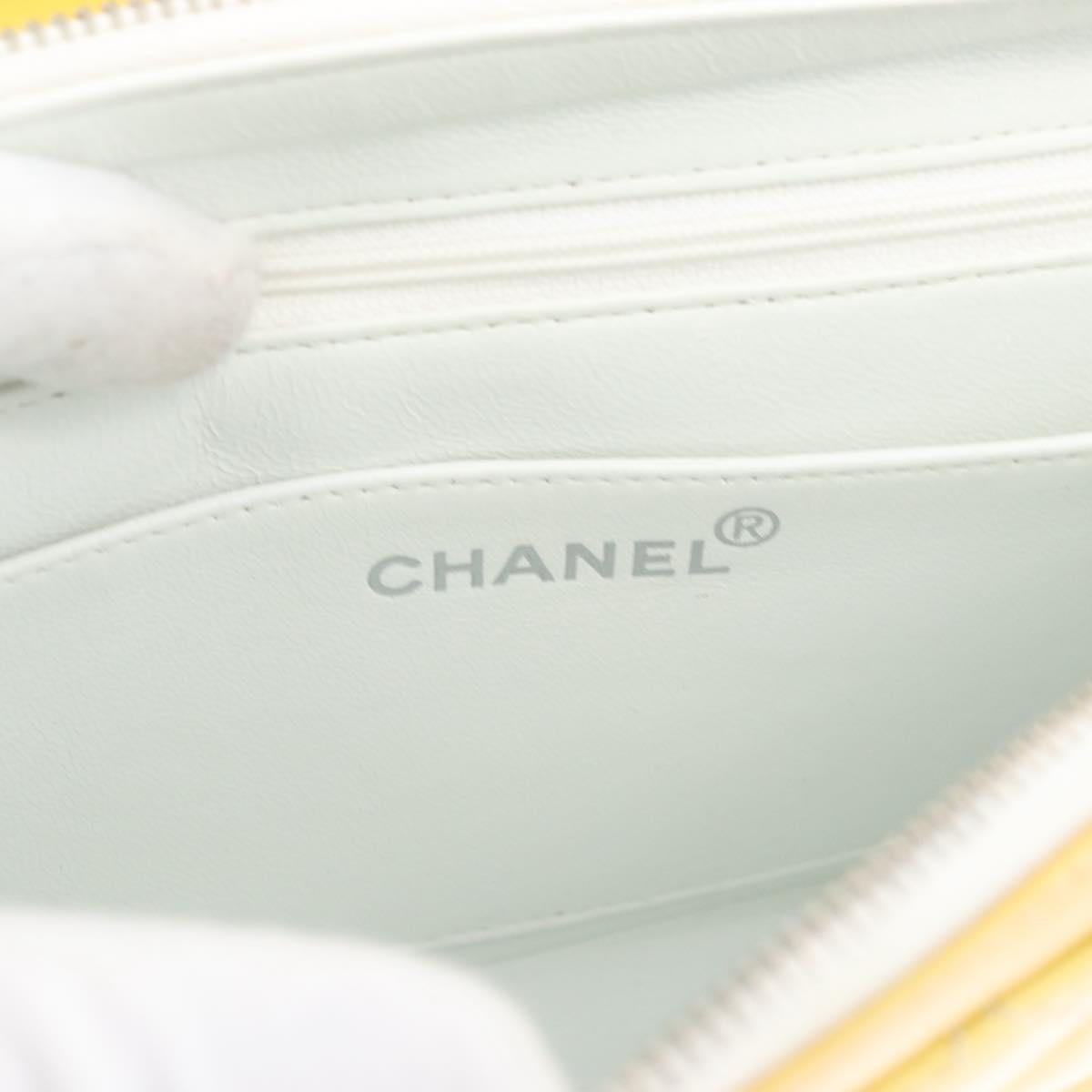 CHANEL Matelasse Backpack Patent leather Yellow Silver CC Auth 89374