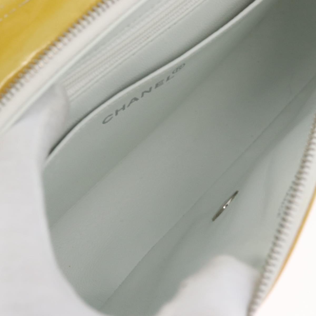 CHANEL Matelasse Backpack Patent leather Yellow Silver CC Auth 89374