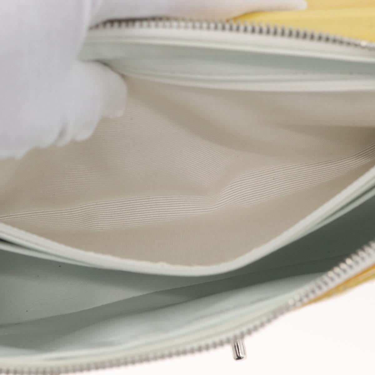 CHANEL Matelasse Backpack Patent leather Yellow Silver CC Auth 89374