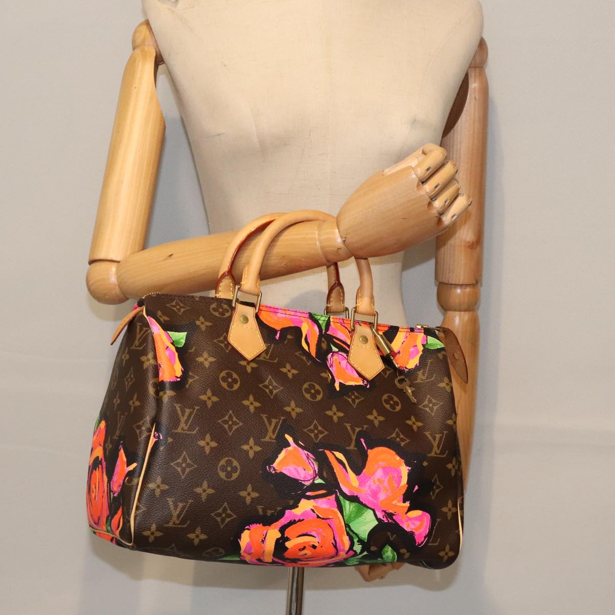 LOUIS VUITTON Monogram Rose Speedy 30 Hand Bag Orange Pink M48610 Auth 89406SAV