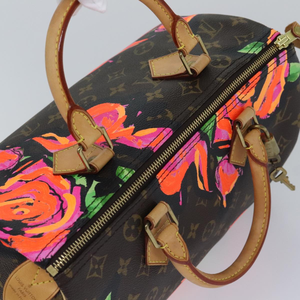 LOUIS VUITTON Monogram Rose Speedy 30 Hand Bag Orange Pink M48610 Auth 89406SAV
