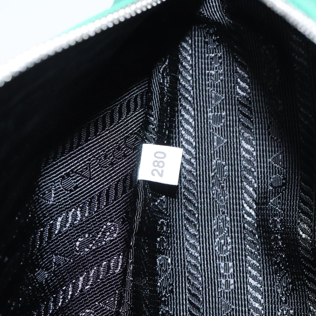 PRADA Triangle Shoulder Bag Leather Green Silver Auth 89412SM