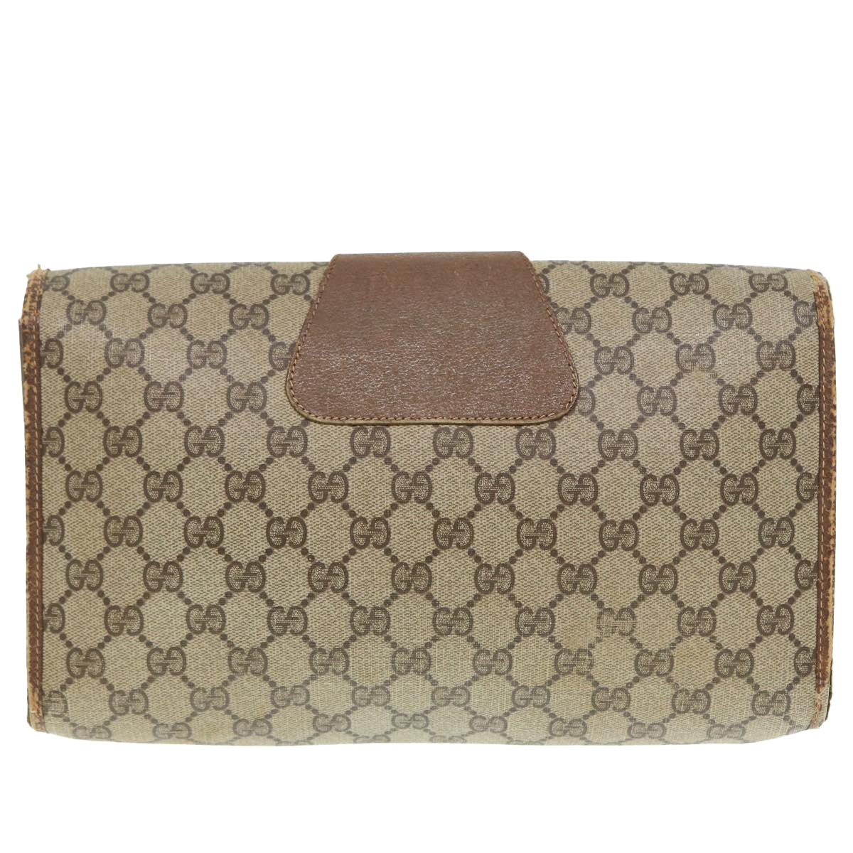 GUCCI GG Supreme Web Sherry Line Clutch Bag PVC Beige Red 89 01 031 Auth 89507