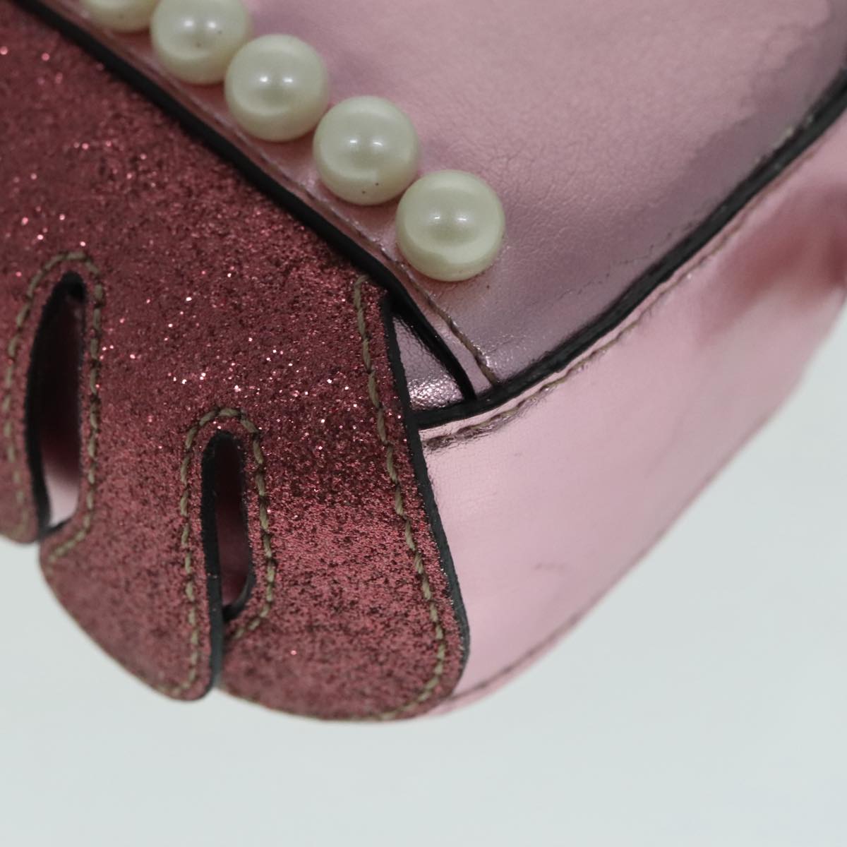 GUCCI Shoulder Bag Leather Pink Silver 550756 Auth 89608