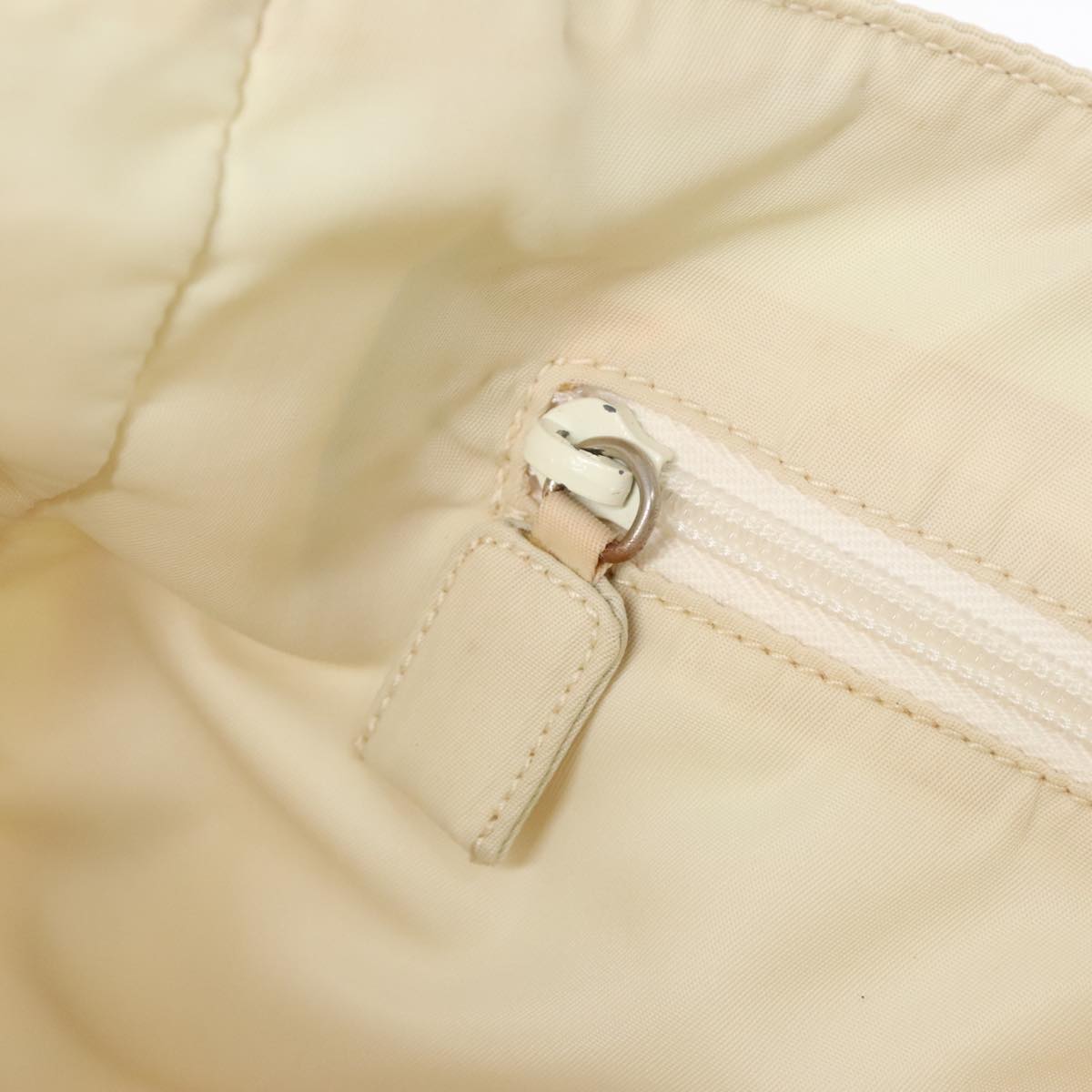 PRADA Hand Bag Nylon White Silver Auth 89620