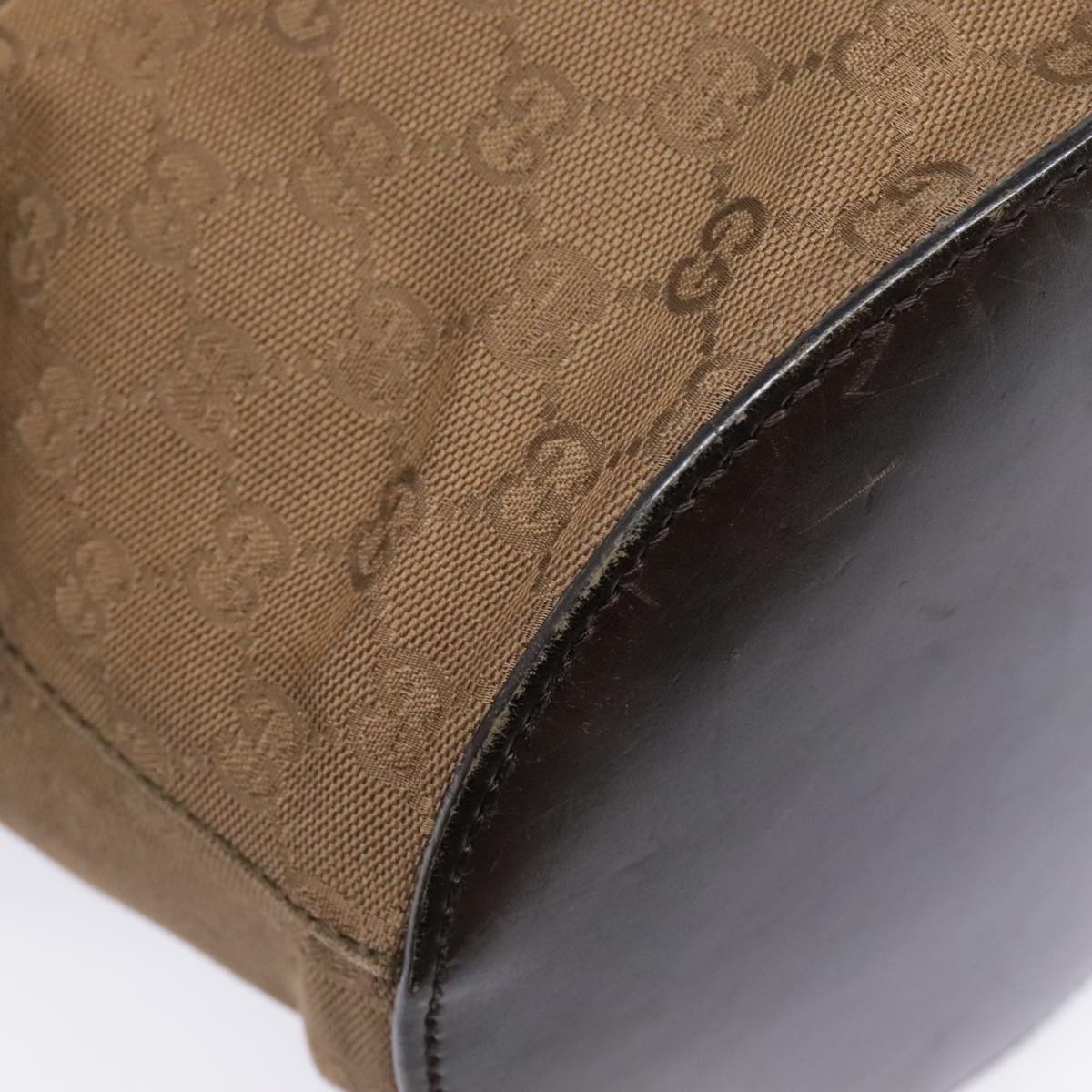 GUCCI GG Canvas Shoulder Bag Brown Silver 106240 Auth 89622