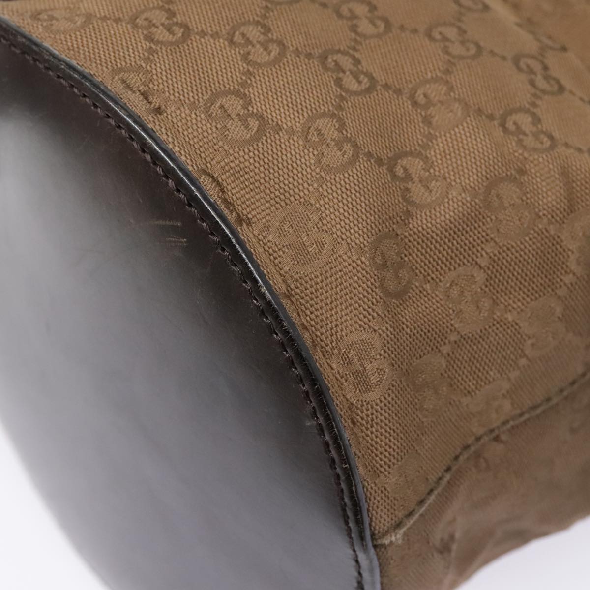 GUCCI GG Canvas Shoulder Bag Brown Silver 106240 Auth 89622