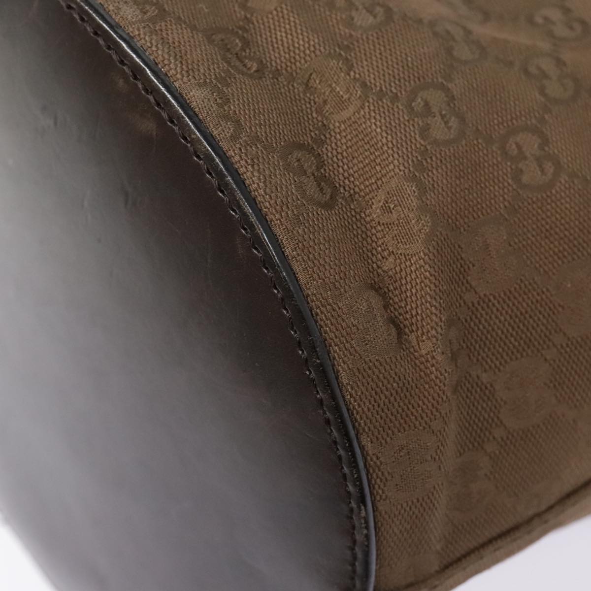 GUCCI GG Canvas Shoulder Bag Brown Silver 106240 Auth 89622