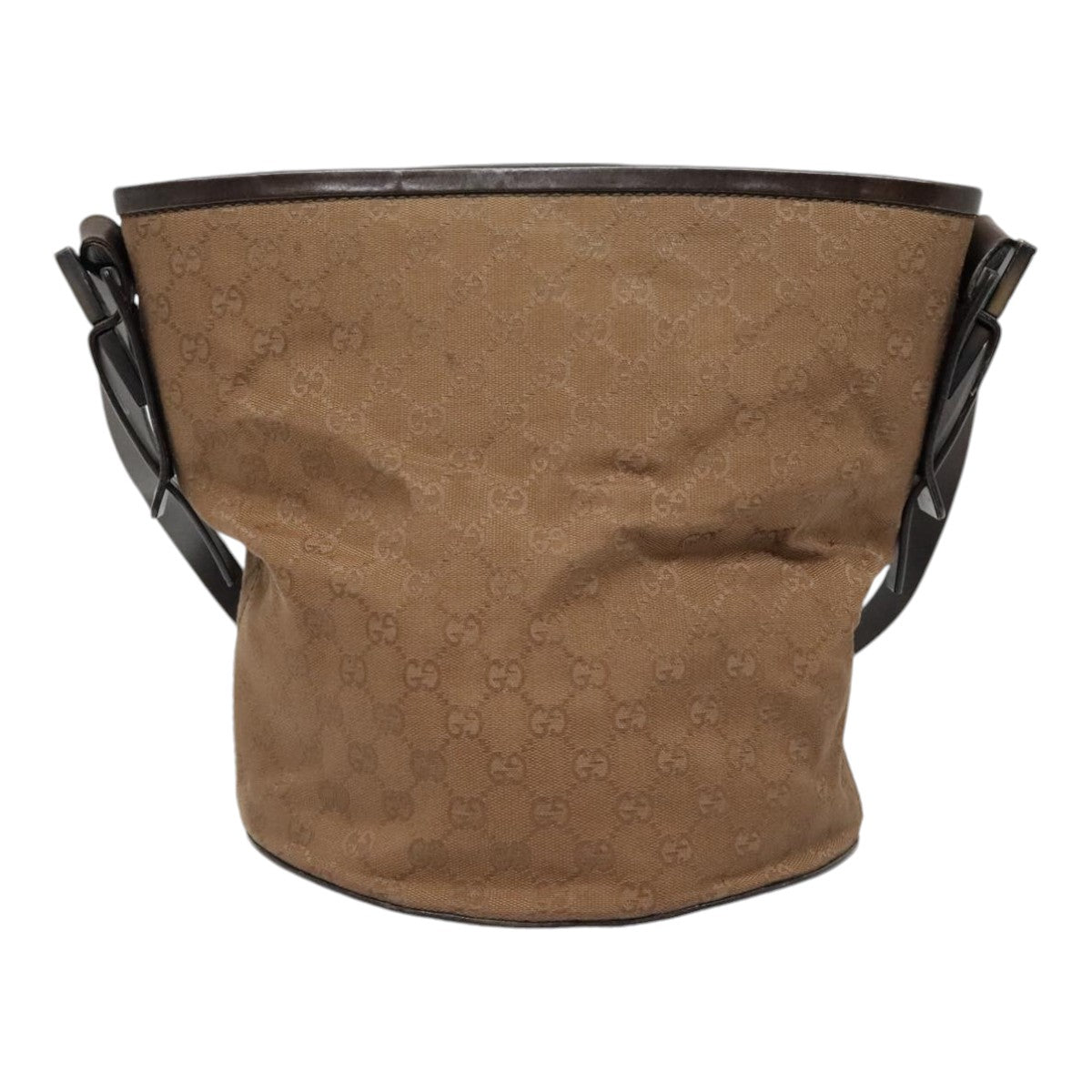 GUCCI GG Canvas Shoulder Bag Brown Silver 106240 Auth 89622