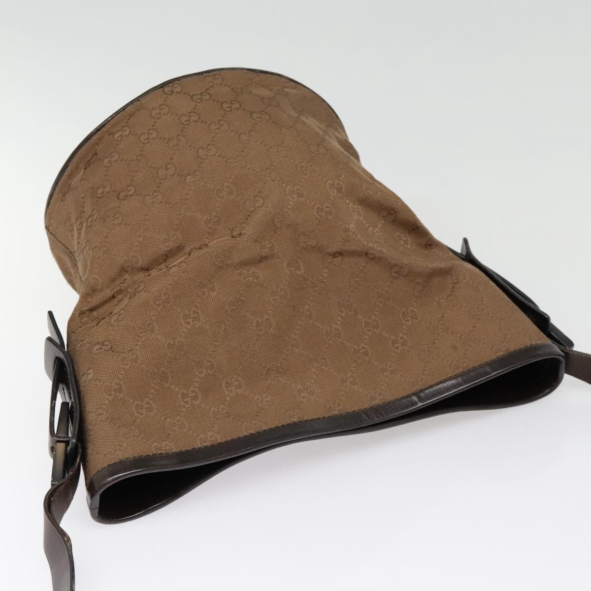 GUCCI GG Canvas Shoulder Bag Brown Silver 106240 Auth 89622