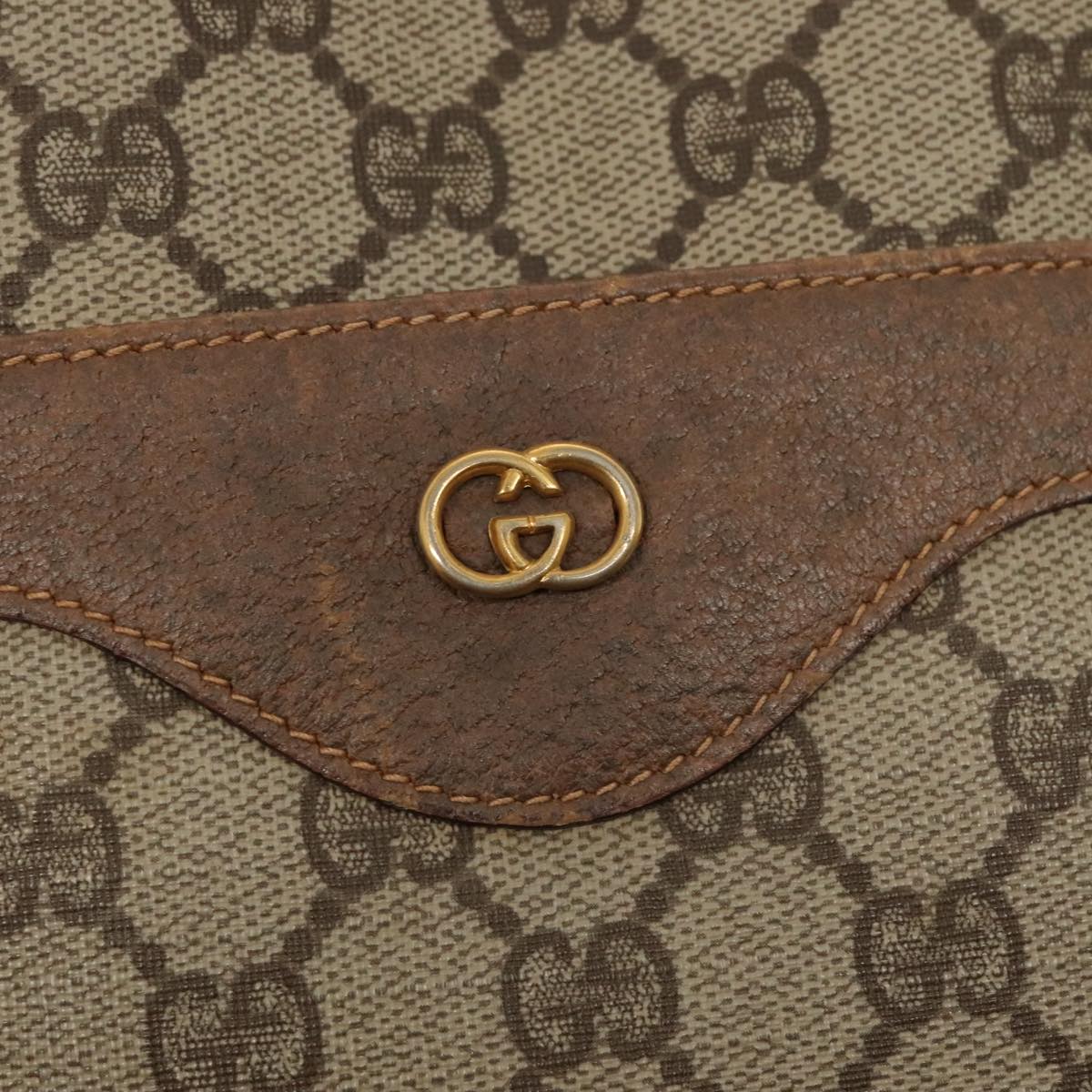 GUCCI GG Supreme Web Sherry Line Tote Bag PVC Leather Beige Auth 89625