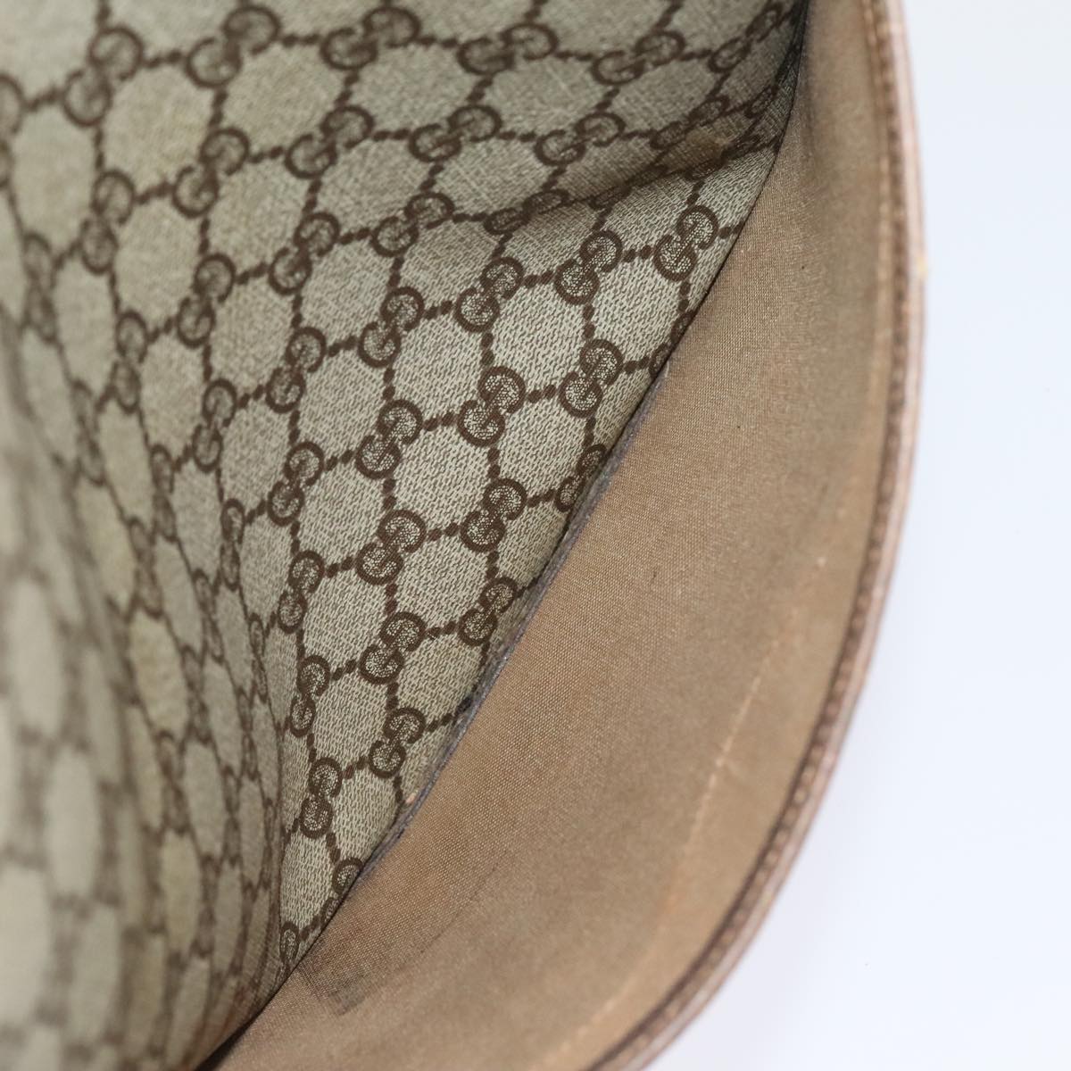 GUCCI GG Supreme Web Sherry Line Tote Bag PVC Leather Beige Auth 89625