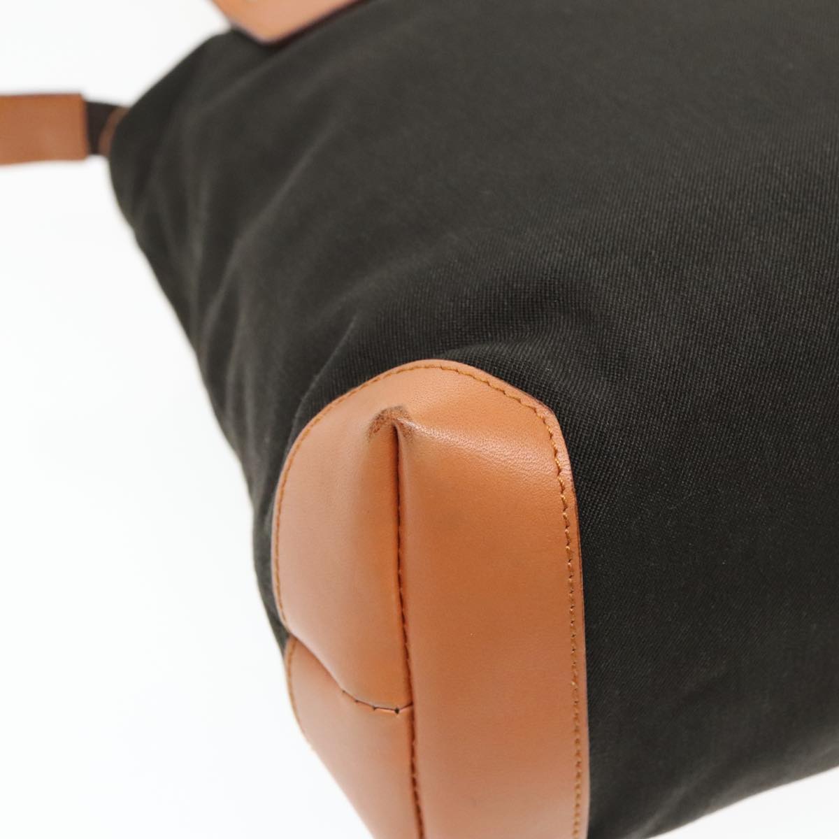 GUCCI Tote Bag Canvas Khaki Silver Auth 89723