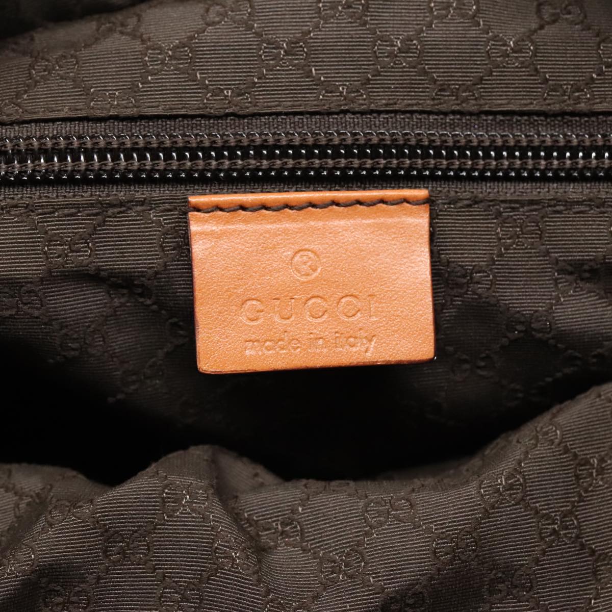 GUCCI Tote Bag Canvas Khaki Silver Auth 89723