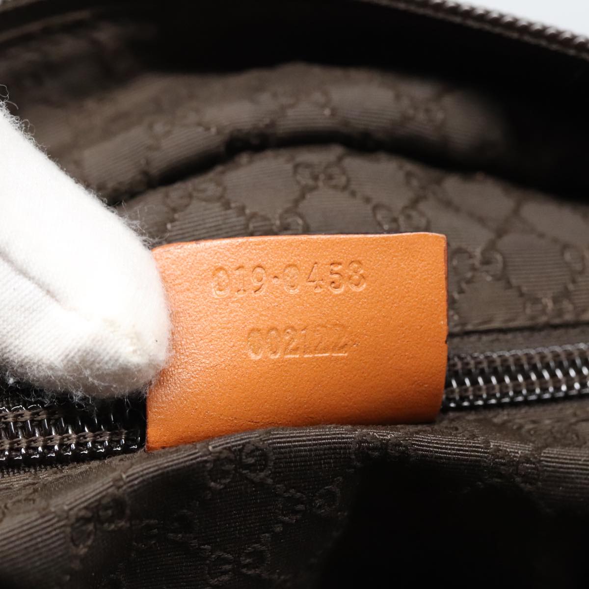 GUCCI Tote Bag Canvas Khaki Silver Auth 89723