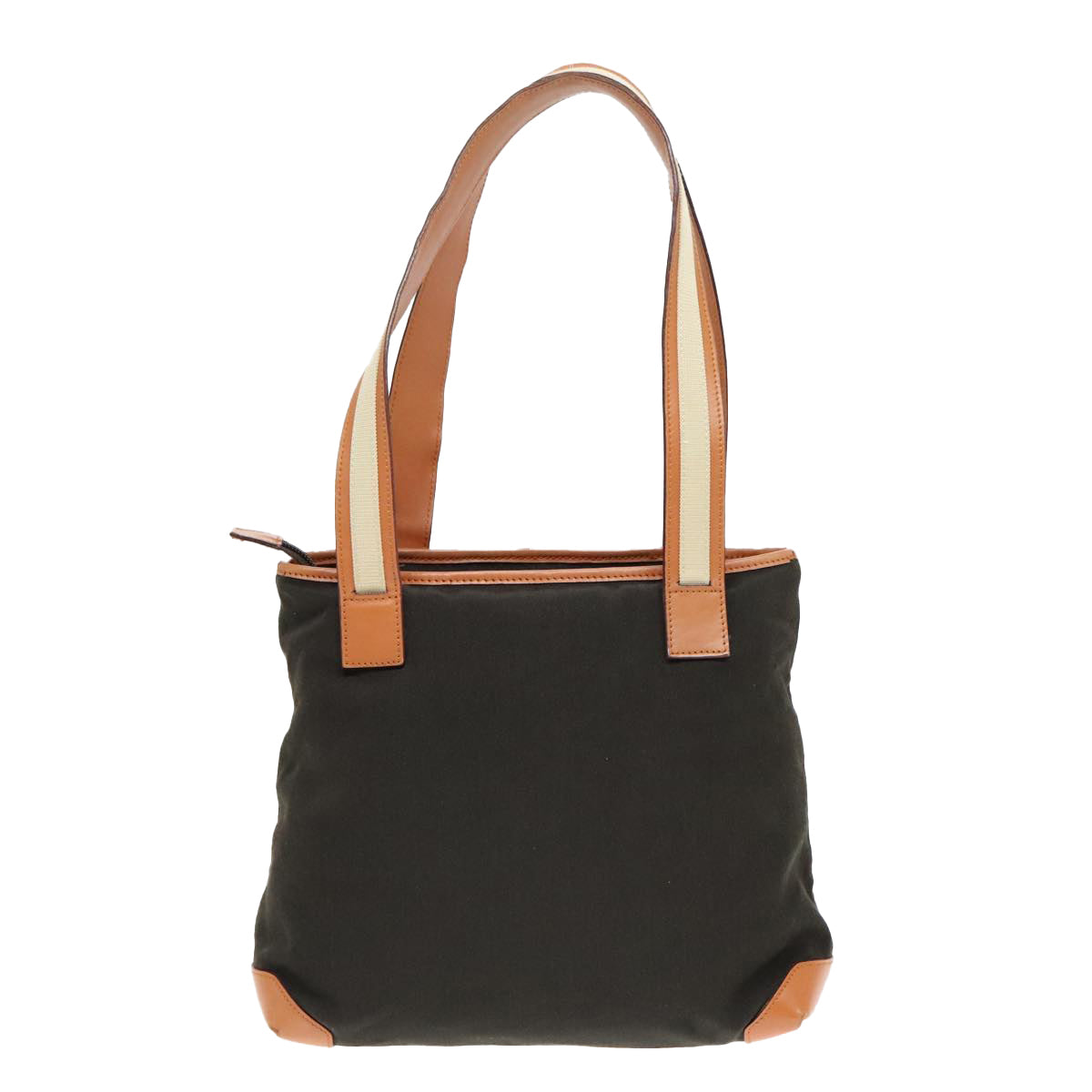 GUCCI Tote Bag Canvas Khaki Silver Auth 89723