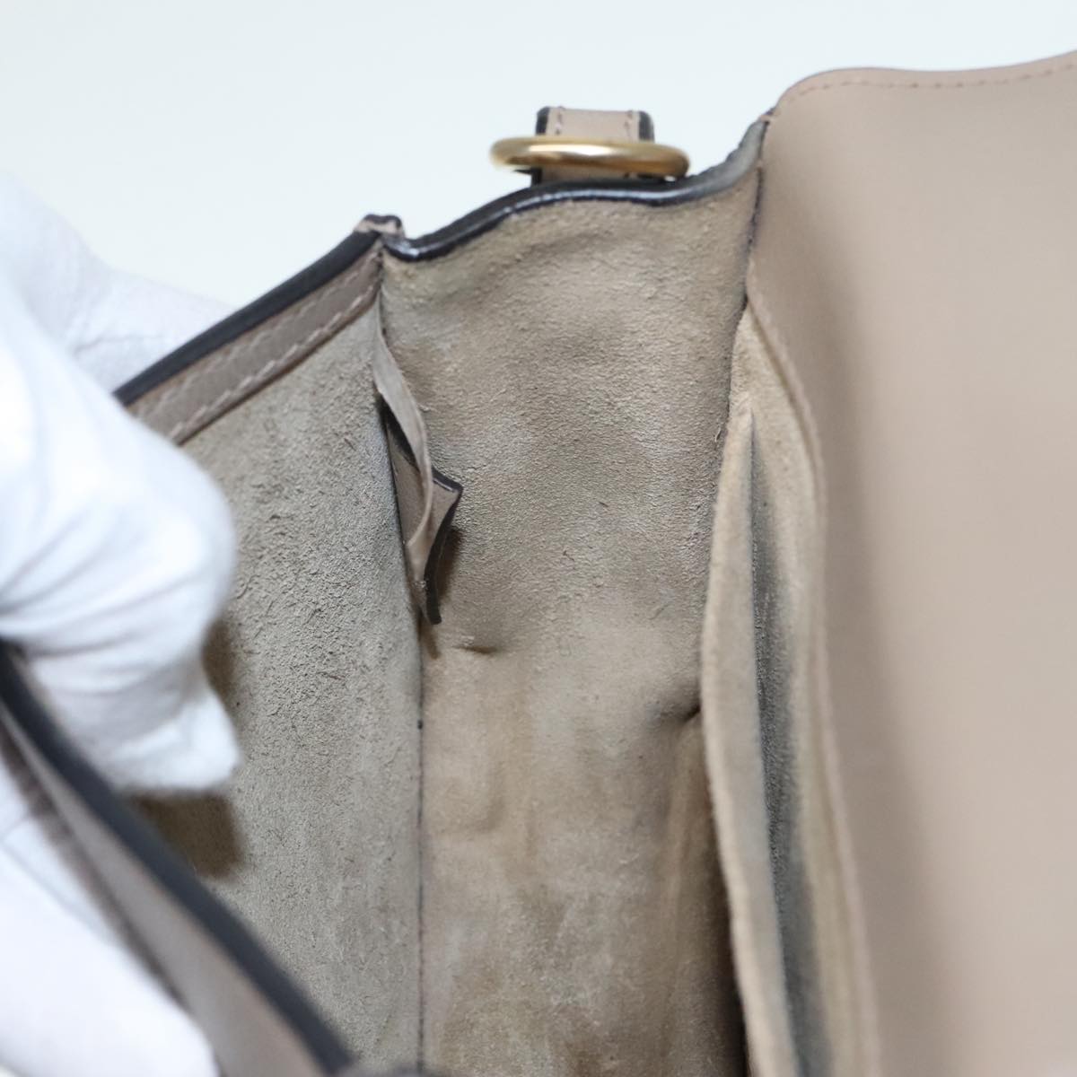 Chloe Nile Hand Bag Leather 2way Brown Gold Auth 89736V