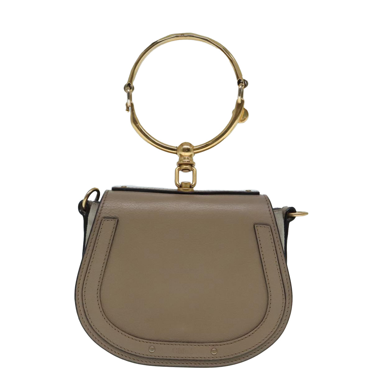 Chloe Nile Hand Bag Leather 2way Brown Gold Auth 89736V