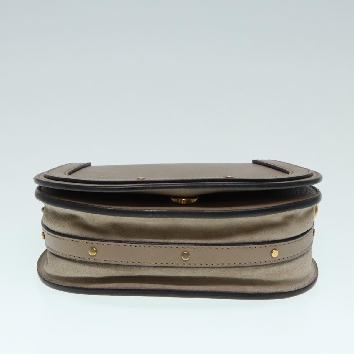 Chloe Nile Hand Bag Leather 2way Brown Gold Auth 89736V