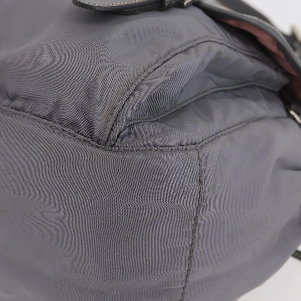 PRADA Shoulder Bag Nylon Gray Silver Auth 89792