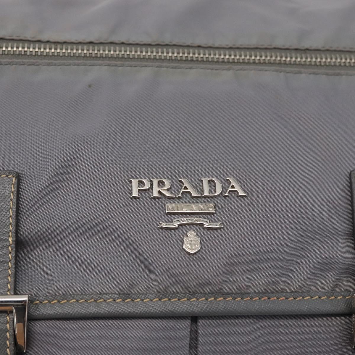 PRADA Shoulder Bag Nylon Gray Silver Auth 89792