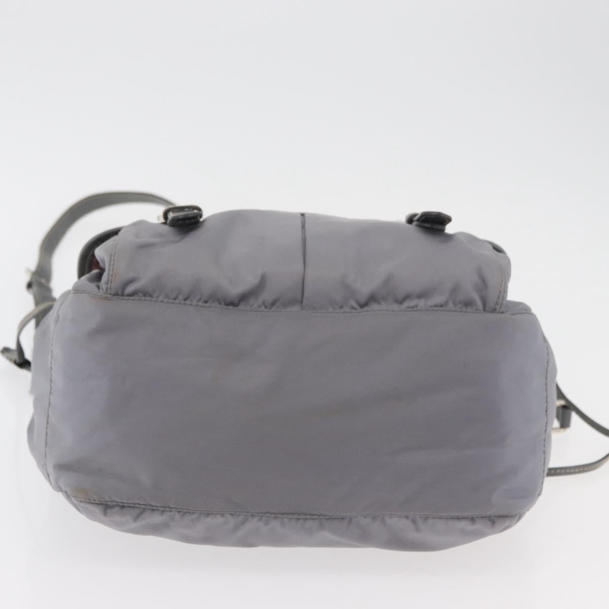 PRADA Shoulder Bag Nylon Gray Silver Auth 89792