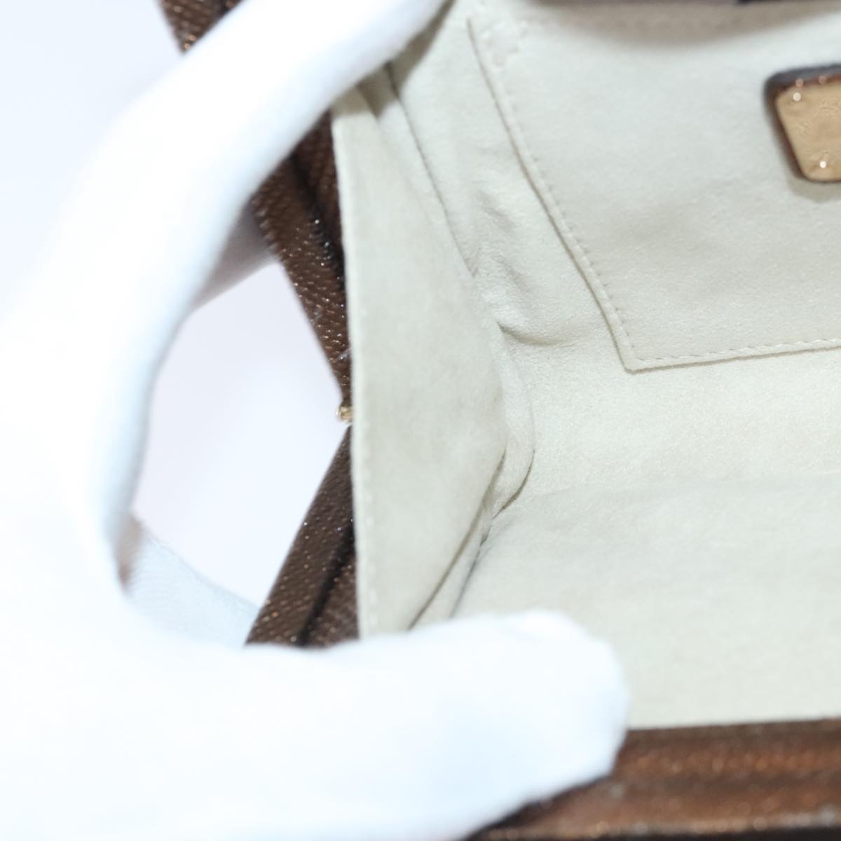 Salvatore Ferragamo Gancini Chain Shoulder Bag Leather Brown Auth 89807