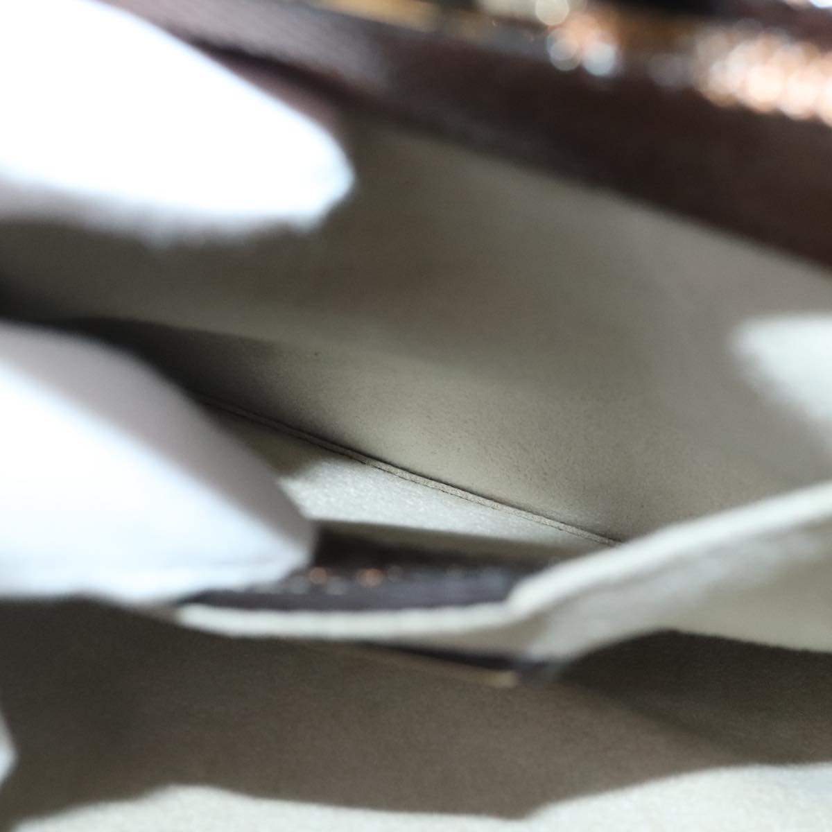 Salvatore Ferragamo Gancini Chain Shoulder Bag Leather Brown Auth 89807