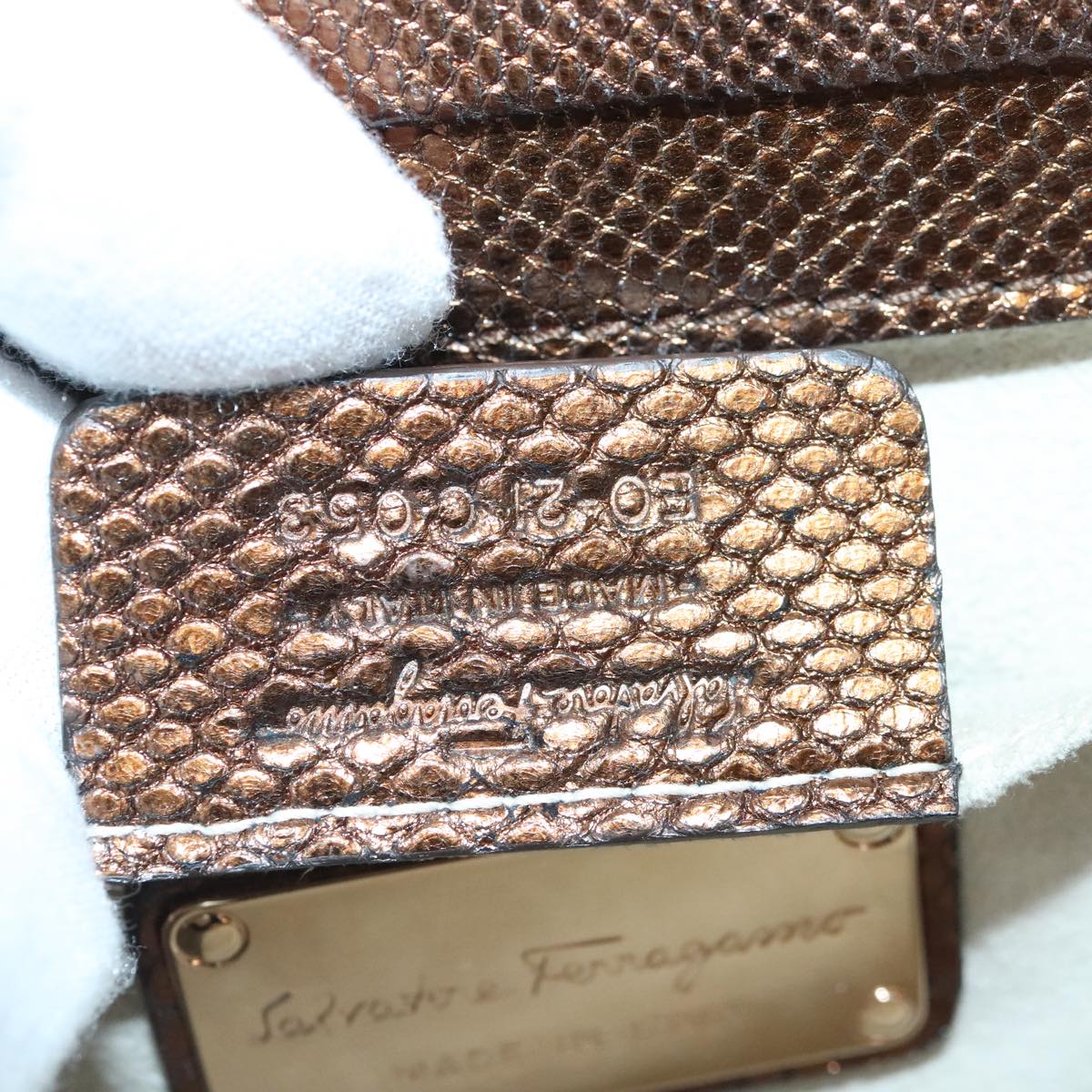 Salvatore Ferragamo Gancini Chain Shoulder Bag Leather Brown Auth 89807