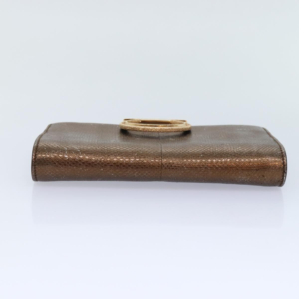 Salvatore Ferragamo Gancini Chain Shoulder Bag Leather Brown Auth 89807