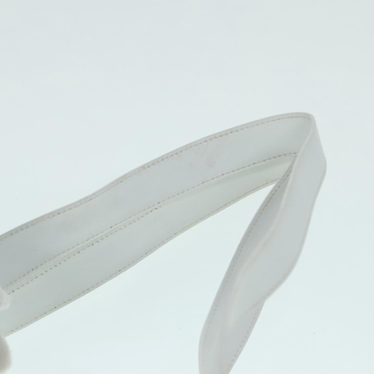 Salvatore Ferragamo Backpack Leather Wicker White Gold Auth 89808V